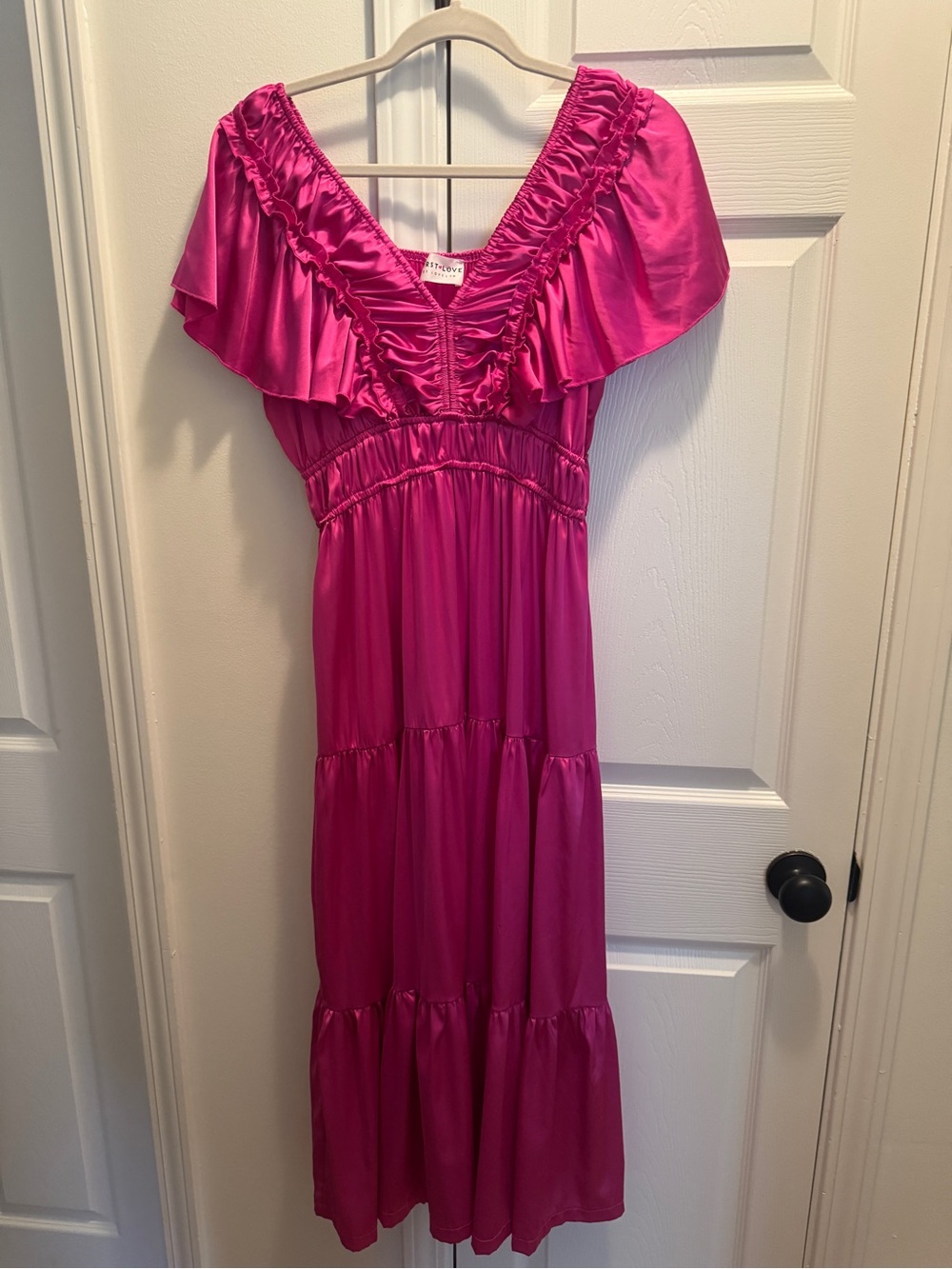 First Love Fuchsia Ruffled Midi Dress